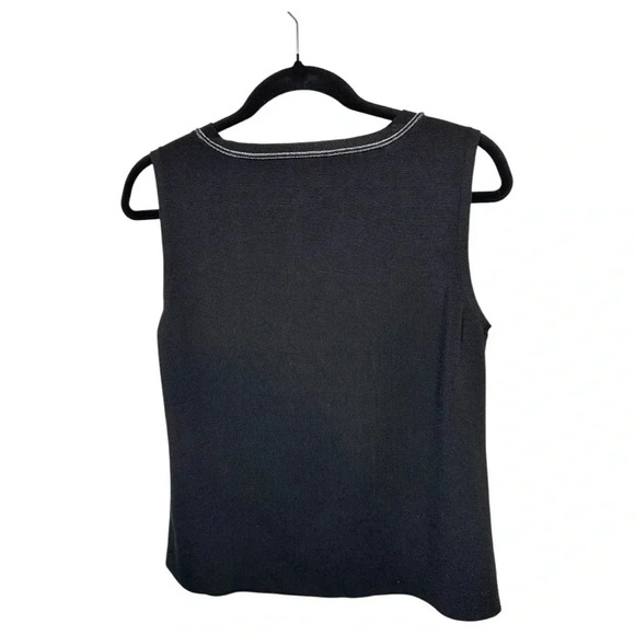 Chico's Black Sleeveless Top with Silver Metallic Trim Detail, size 3 - Picture 3 of 5
